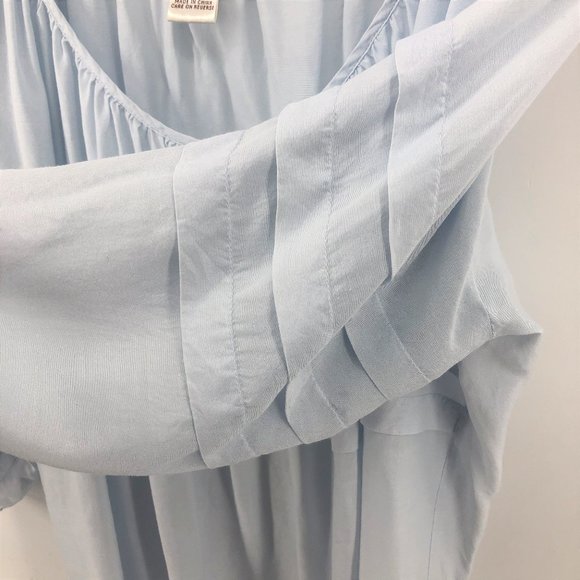 MAX STUDIO Peasant Ruffle Long Sleeve Blouse Blue - Picture 5 of 7